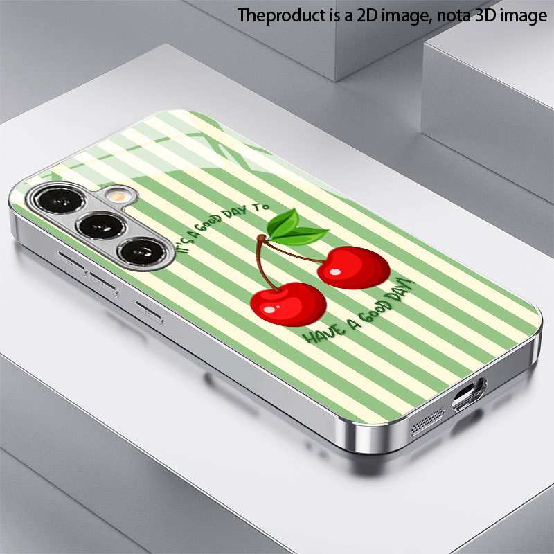 Phone Cases Cherry - Kersenstreep Patroon 2D Telefoonhoesje voor Samsung