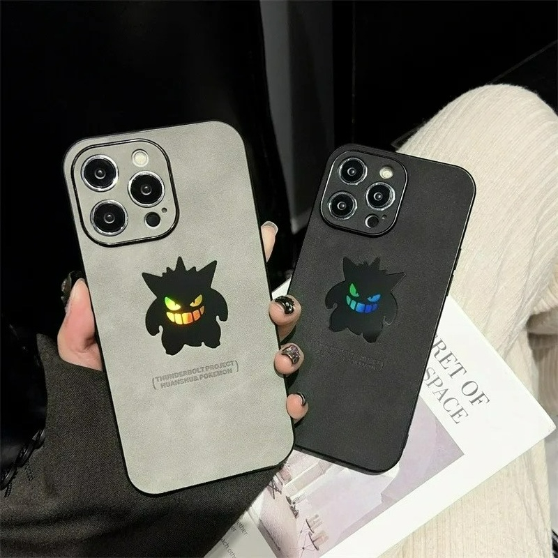 Phone Cases Like Loopy - Cartoon Anime Gengar Lederen Textuur Laser
