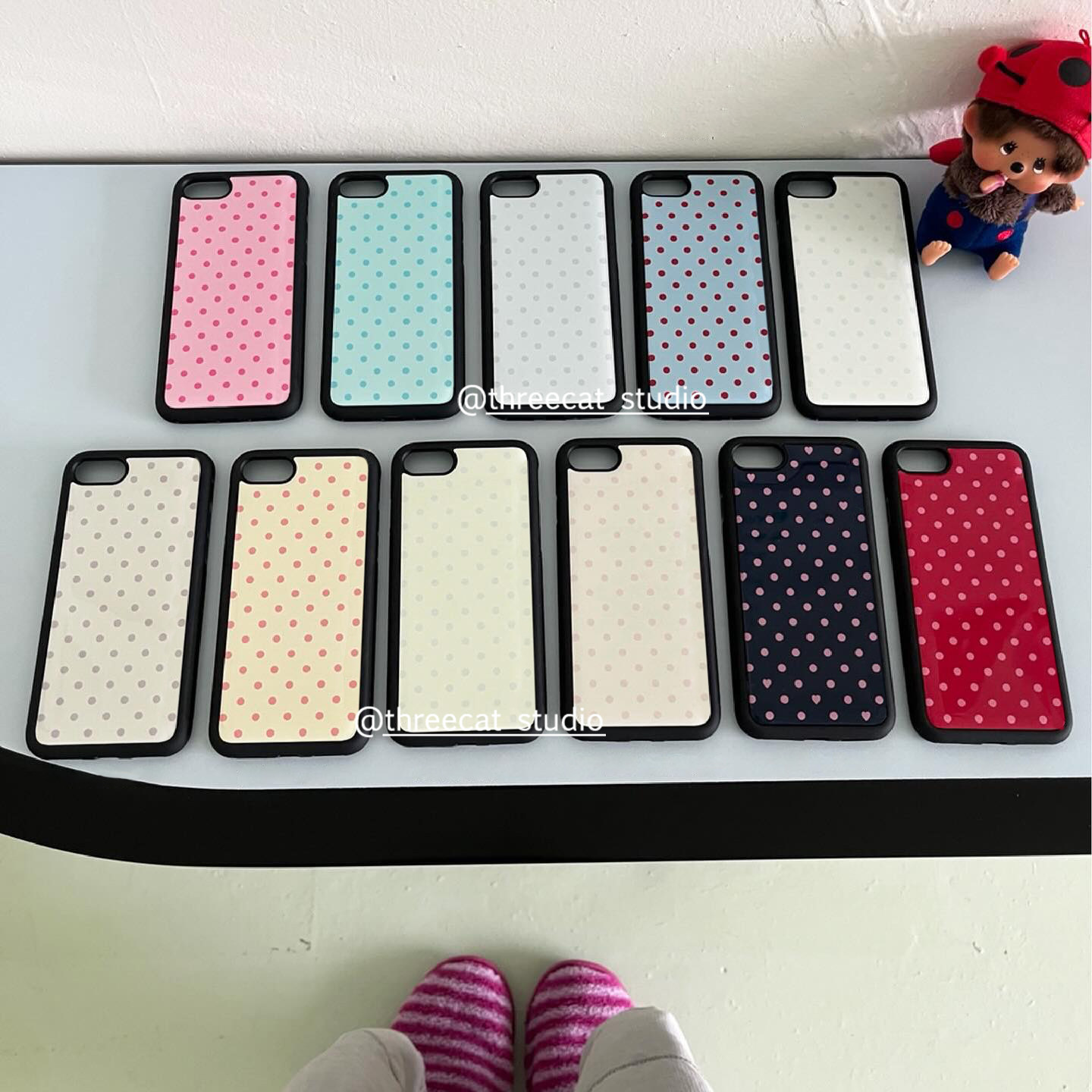 Phone Cases Korea - Koreaanse Ins Kleurrijke Polka Dots Zwarte