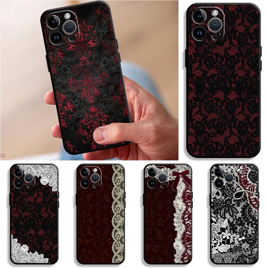 Phone Cases Red - Zwarte en rode sexy kant telefoonhoesje