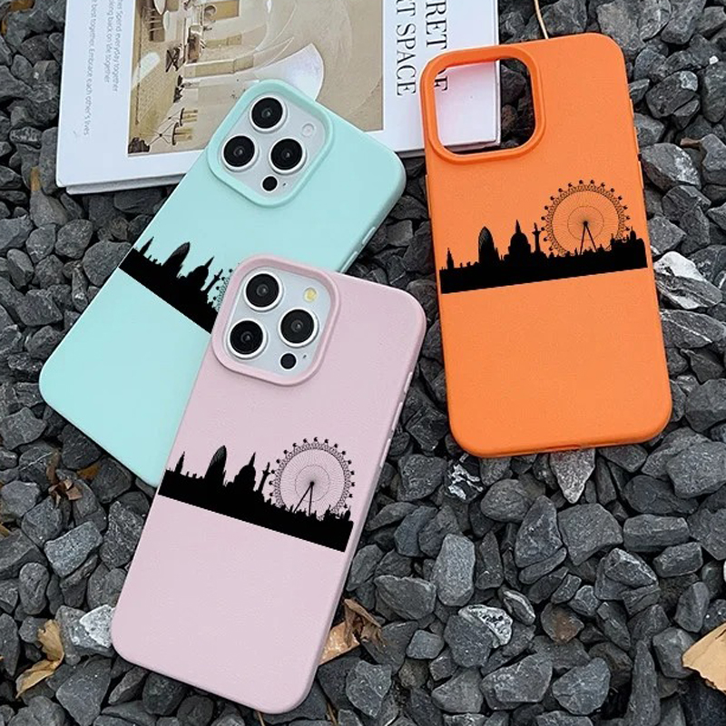 Phone Cases London - Telefoonhoesje van leer met Londense skyline