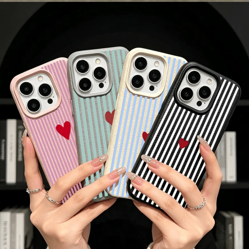 Realme Note 50 - Kleurrijke gestreepte hartvormige hoes voor Realme