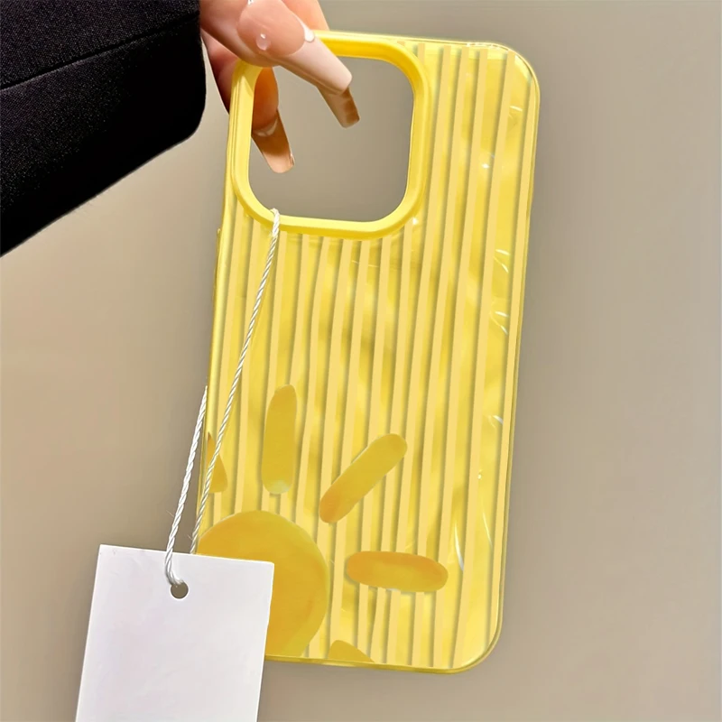 Phone Cases Yellow - Gele gestreepte zonpatroon telefoonhoesje voor iPhone