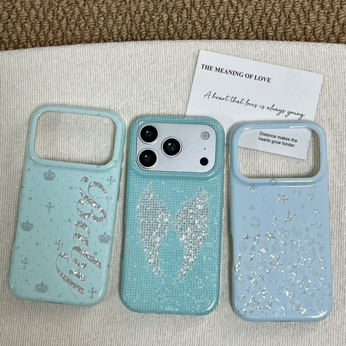 Phone Cases Korea - Koreaanse Mintkleurige Engelse Kruis Engelenvleugels Telefoonhoesje