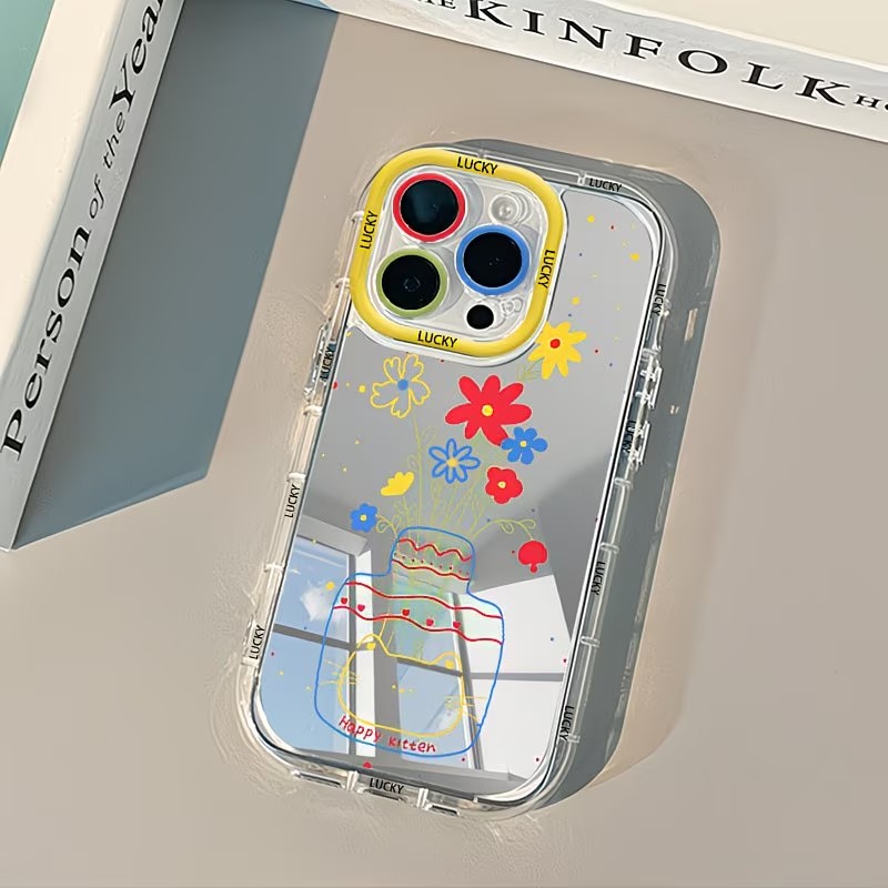 Phone Cases Like Loopy - Zomerse Daisy Cat Vaas Design Spiegel