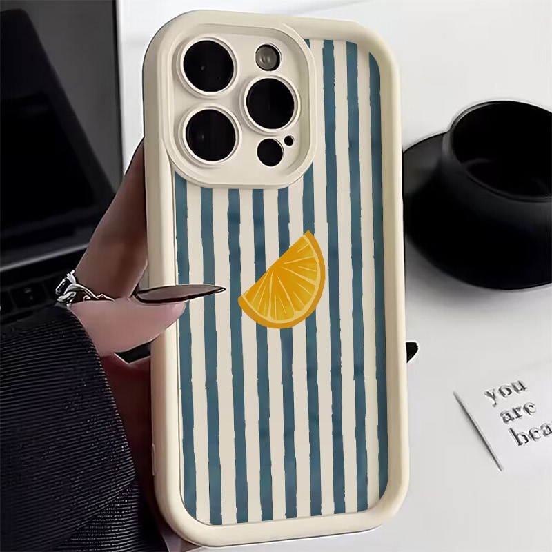 Phone Cases Like Loopy - Gestreept Citroenschijfje Patroon Telefoonhoesje Voor iPhone