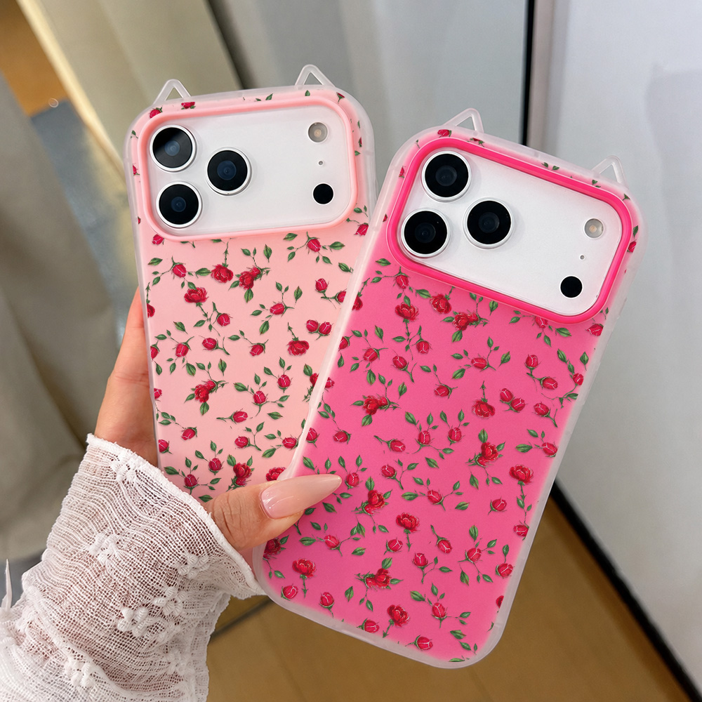 Phone Cases Red - Rode Rozen Bloem Kattenoren Telefoonhoesje voor