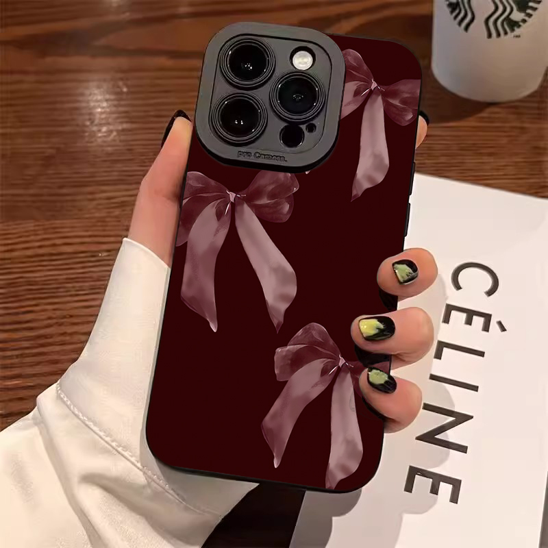 Phone Cases Red - Wijnrood Strik Patroon Zachte Telefoon Case