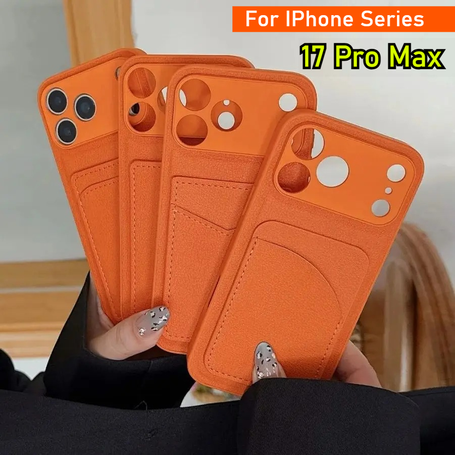 Phone Cases Orange - Leer Oranje Kleur Kaarthouder Case Voor