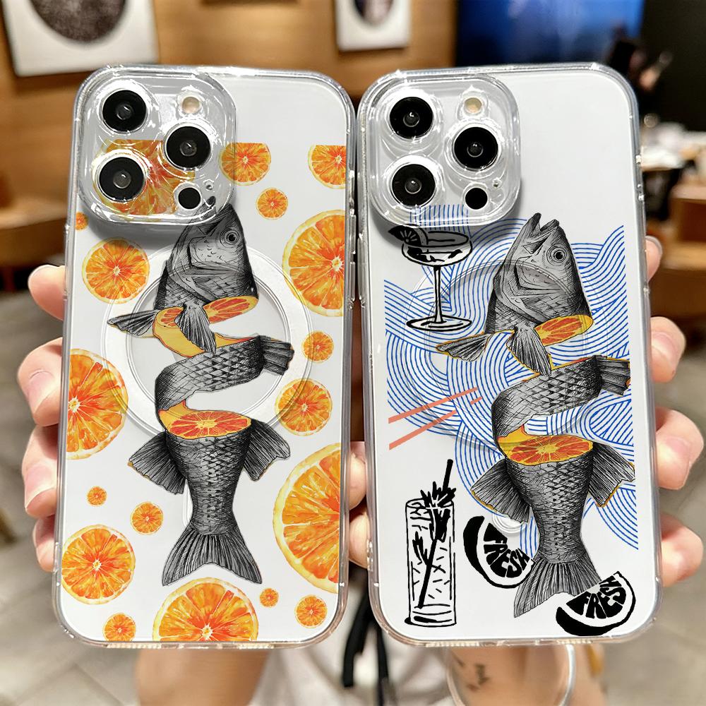 Phone Cases Orange - Orange Tide Fish Club Telefoonhoesje Magnetische