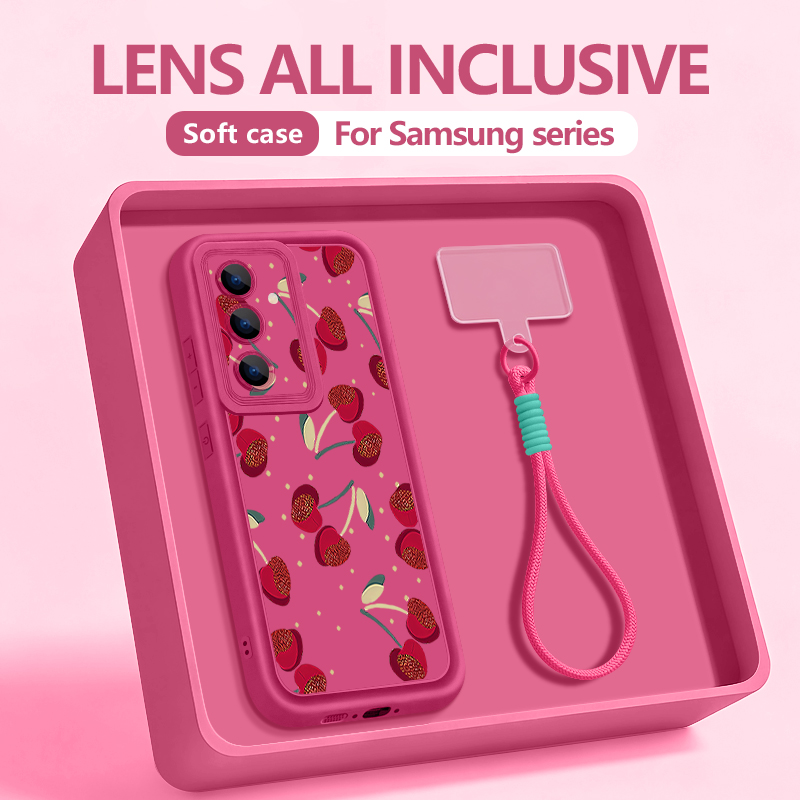 Phone Cases Cherry - Telefoonhoesje met klein kersenpatroon, koordje en
