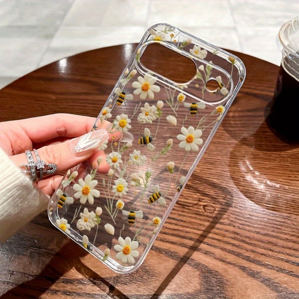 Phone Cases Pixel 10 - Schattig honingbij-bloemenpatroon zachte transparante telefoonhoes voor
