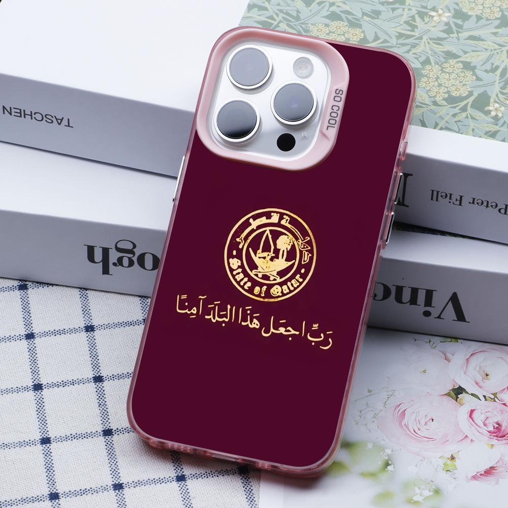 Qatar Vlag Roze Transparante M - Phone Cases Qatar recensie en prijs