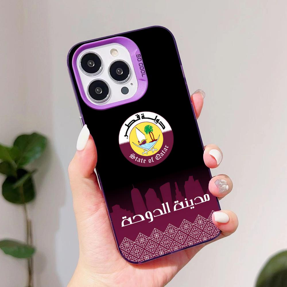Qatar Vlag Paarse Transparante - Phone Cases Qatar recensie en prijs