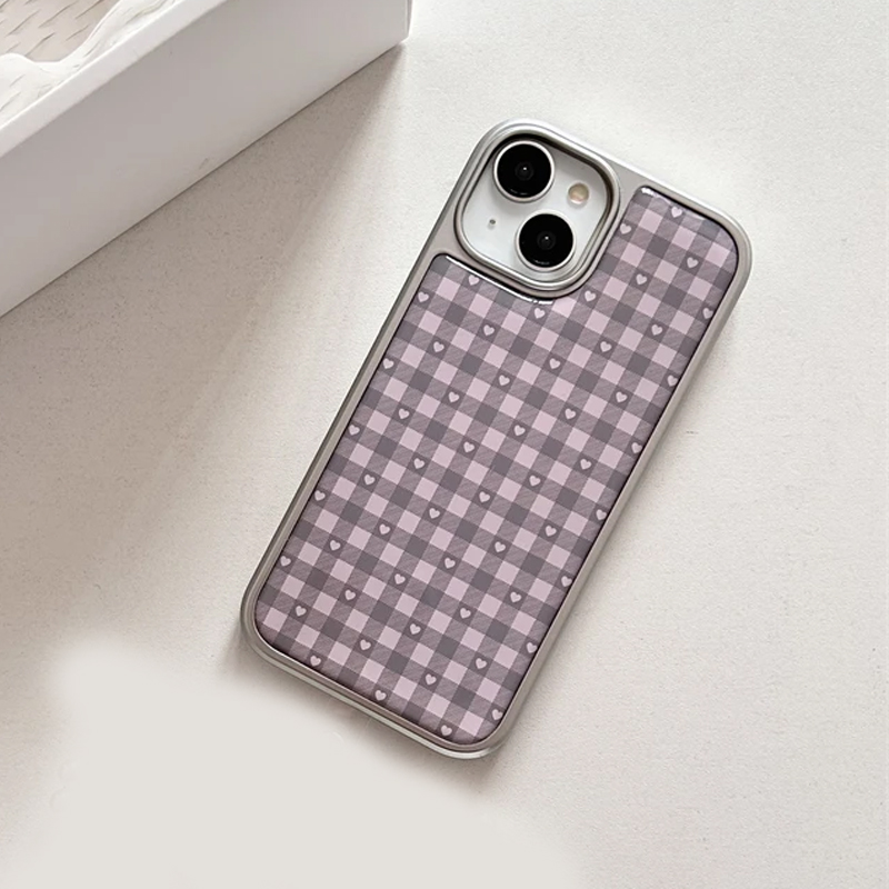 Roze Paars Hartvormige Geruite - Phone Cases Korea recensie en prijs