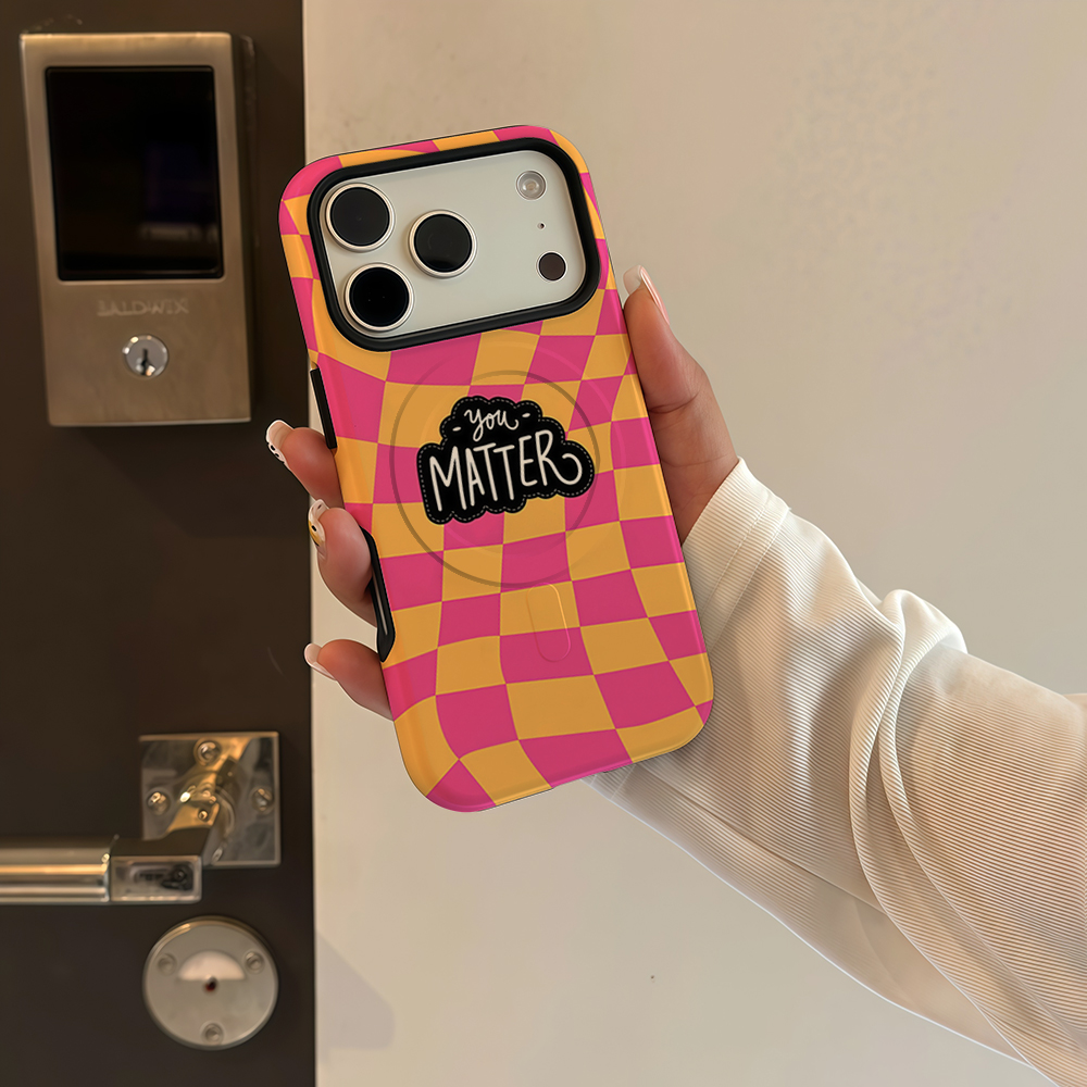 Roze Oranje Geruite Slogan iPh - Phone Cases Orange recensie en prijs