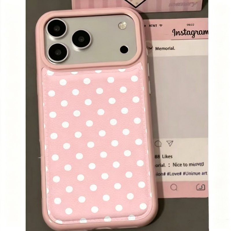Trendy schattige roze polkadot - Phone Cases Korea recensie en prijs