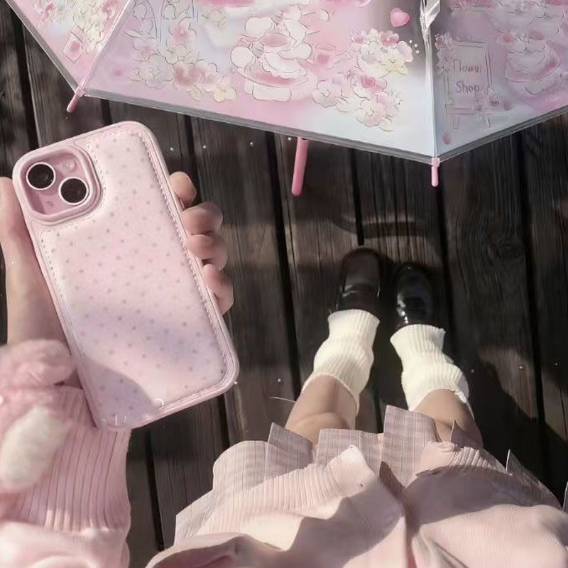 Trendy schattige roze polkadot - Phone Cases Korea recensie en prijs