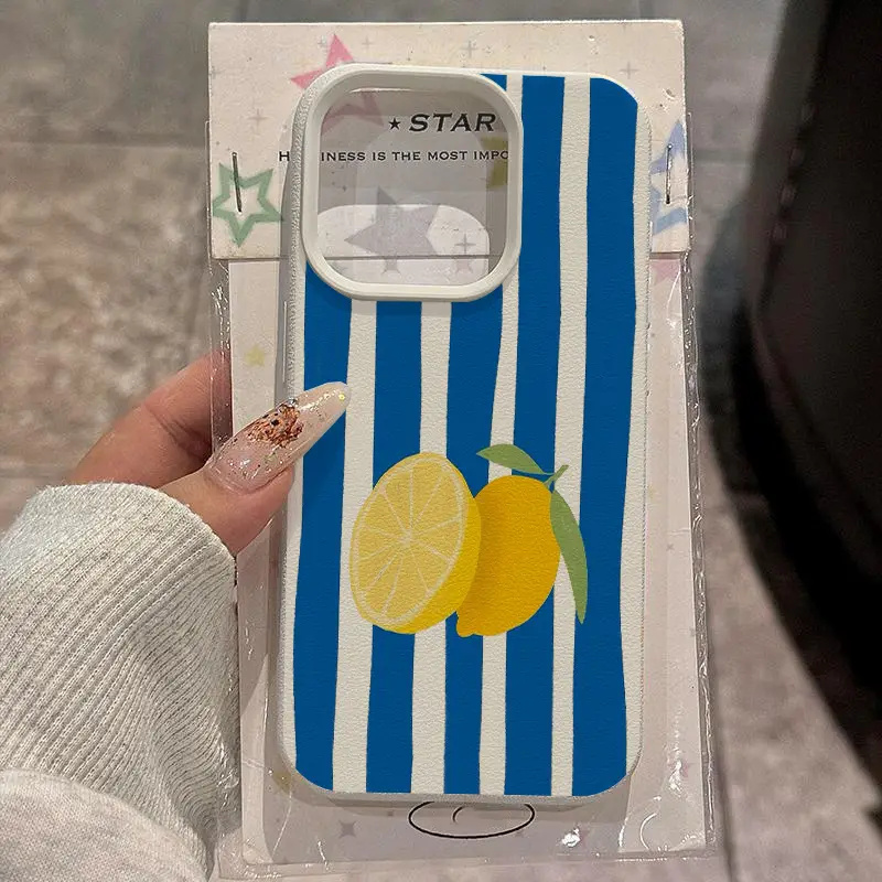 Geel citroenblauw streeppatroo - Phone Cases Yellow recensie en prijs
