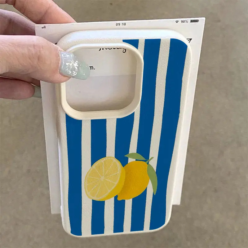 Geel citroenblauw streeppatroo - Phone Cases Yellow recensie en prijs