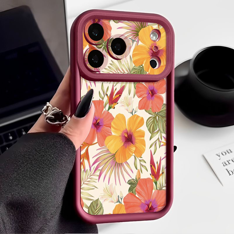 Oranje Bloemenpatroon TPU Tele - Phone Cases Orange recensie en prijs