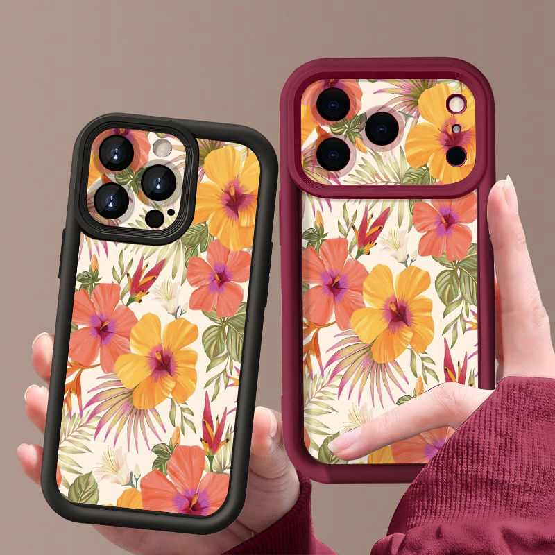 Oranje Bloemenpatroon TPU Tele - Phone Cases Orange recensie en prijs